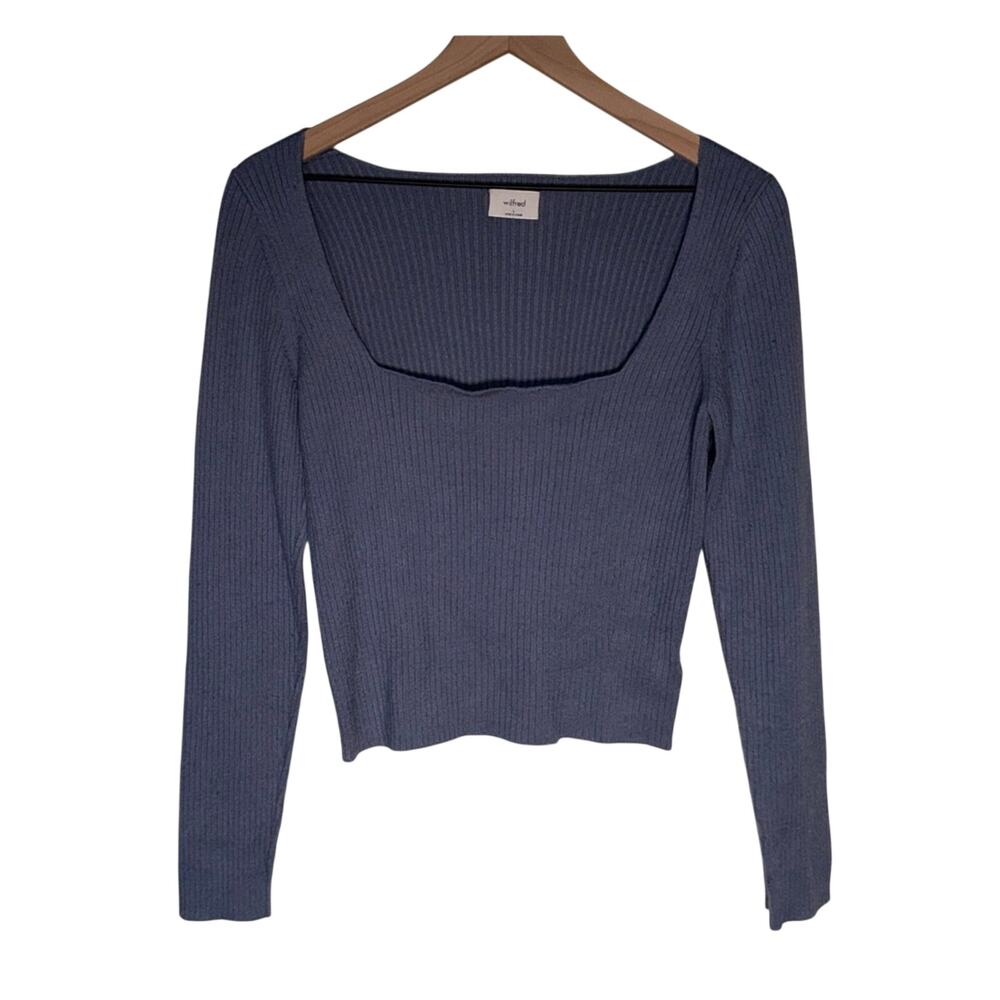 WILFRED ARITZIA square neck ribbed classic cropped womens sweater L